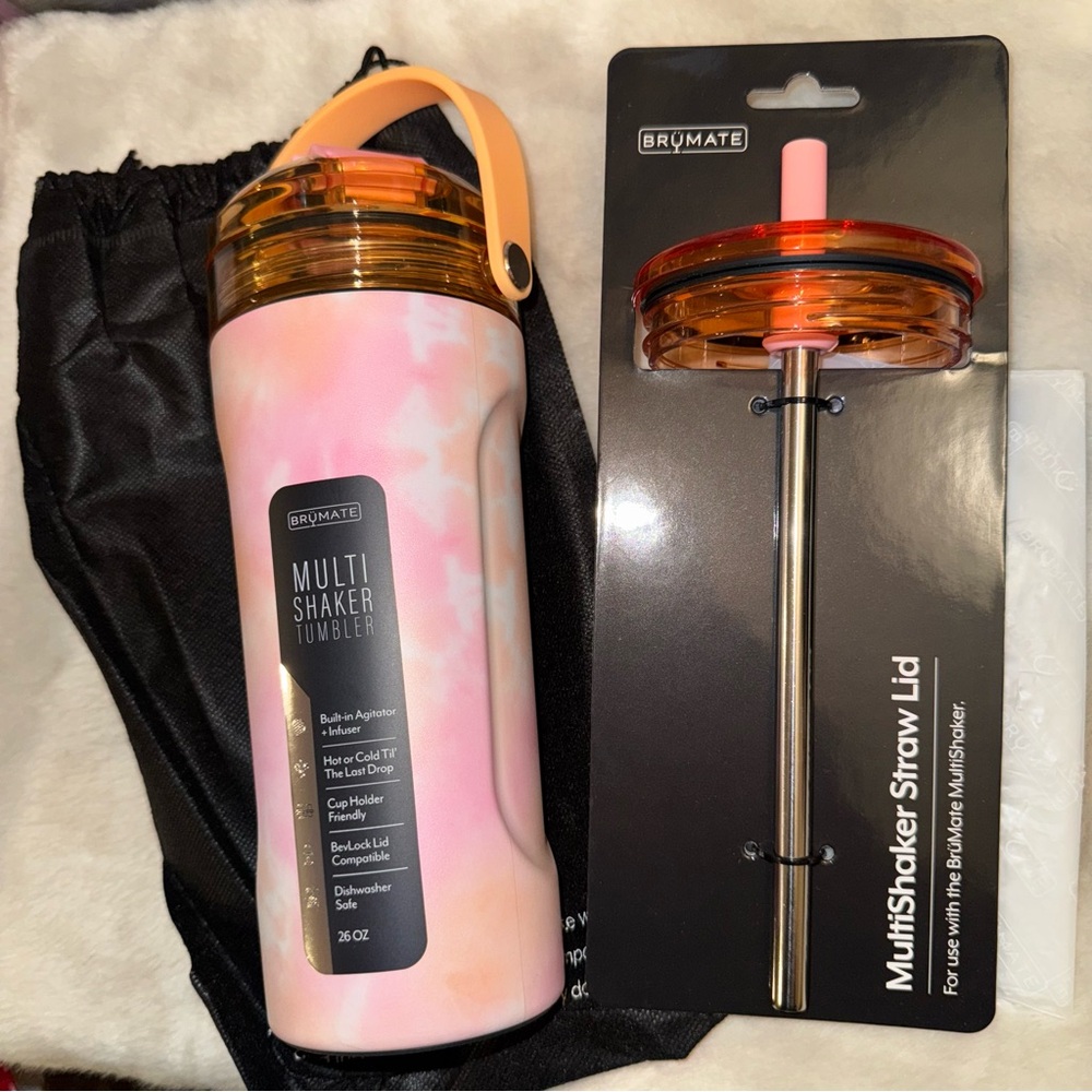 NEW! Brumate Dreamsicle Tie Dye Multishaker + Guava Straw Lid NWT!